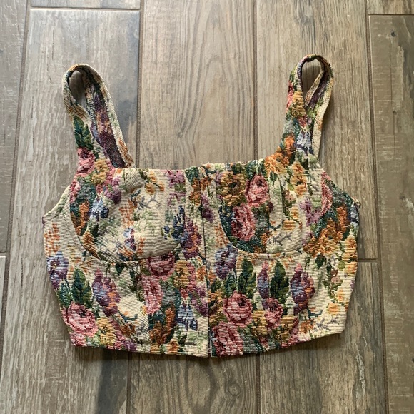 Cropped Corset Top Vintage Floral - Picture 1 of 5